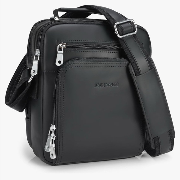 Black Messenger Bag with Adjustable Strap and Matte Finish